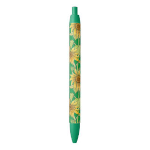 Sunflowers  Green by Julia Morrill Black Ink Pen