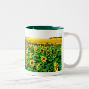 Sunflowers - green  by TDGallery Two-Tone Coffee Mug