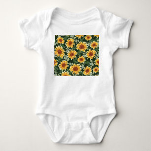Sunflowers Green decor: Seasonal Pattern Baby Bodysuit
