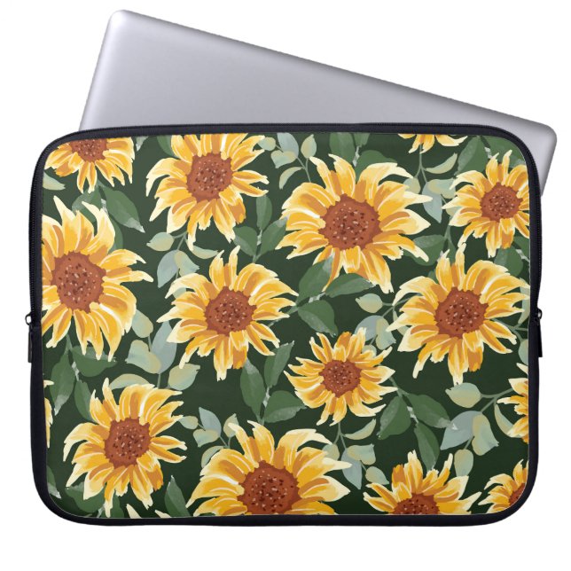 Sunflowers Green decor: Seasonal Pattern Laptop Sleeve (Front)