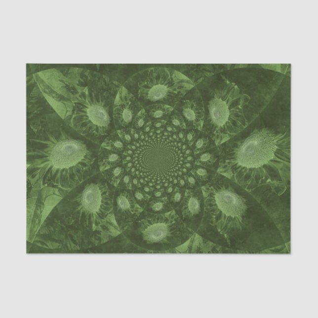 Sunflowers Green Floral Abstract Art Decoupage Tissue Paper (Front)
