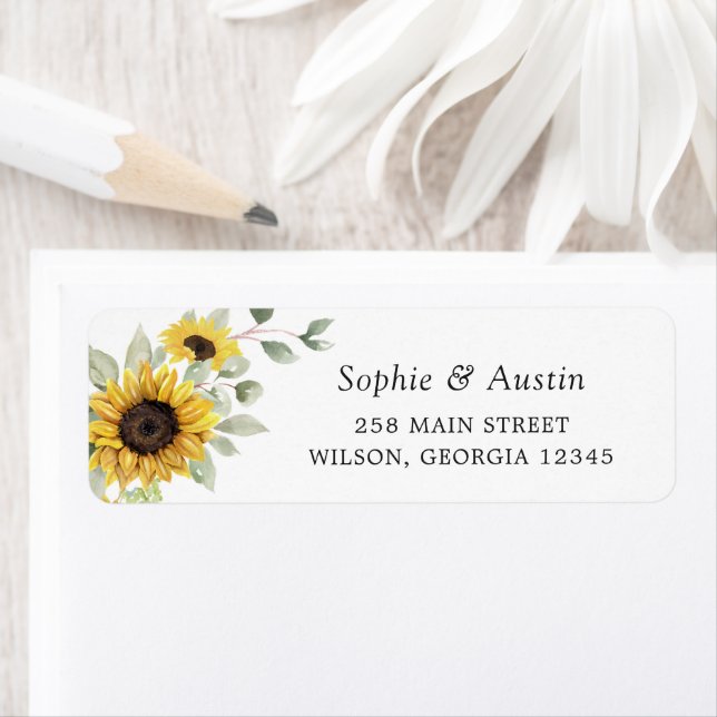 Sunflowers Greenery Elegant Return Address (Insitu)
