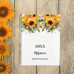 Sunflowers greenery name 2024 planner<br><div class="desc">A white background decorated with watercolored sunflowers and greenery.  Personalise and add a year (any year) name,  text.</div>