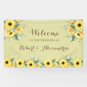 Sunflowers Greenery Welcome Wedding Banner