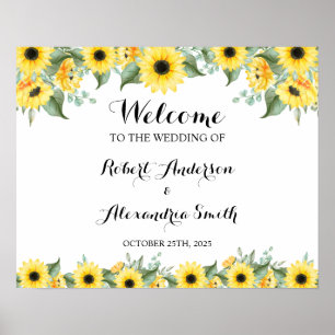 Sunflowers Greenery Welcome Wedding Poster