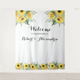 Sunflowers Greenery Welcome Wedding Tapestry