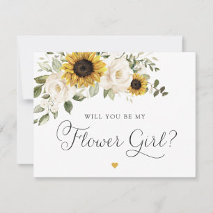Sunflowers Greenery White Flower Girl Wedding Invitation