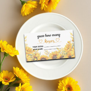 Sunflowers Guess How Many Kisses Bridal Game Enclosure Card