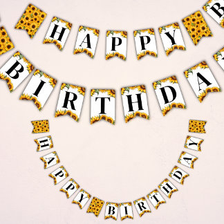 Sunflowers Happy Birthday Bunting Flag Banner