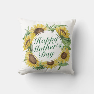 Sunflowers Happy Mother's Day Floral Frame Pillow
