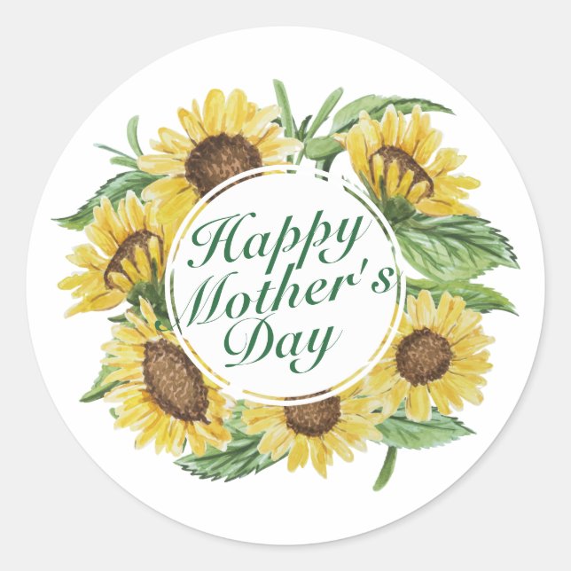 Sunflowers Happy Mother's Day Floral Sticker Seal (Front)