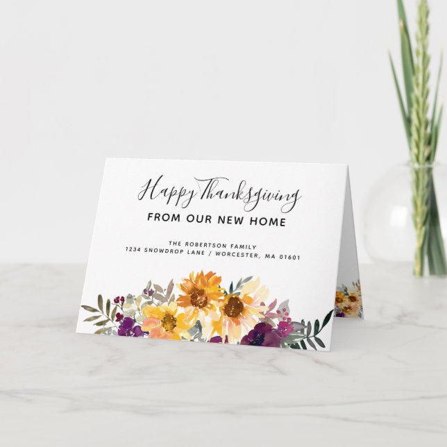 Sunflowers Happy Thanksgiving From New Home Card (Front)