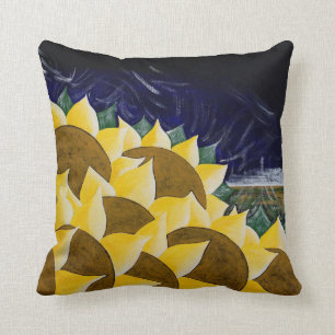 Sunflowers Harvest Folk Art Cushion