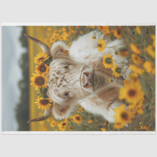 Sunflowers Highland Cow Decoupage Tissue Paper
