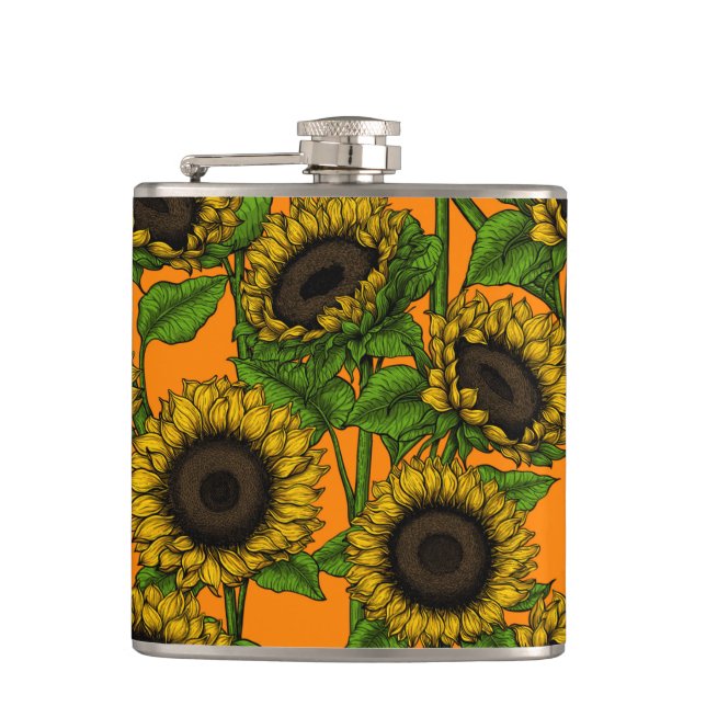 Sunflowers Hip Flask (Front)