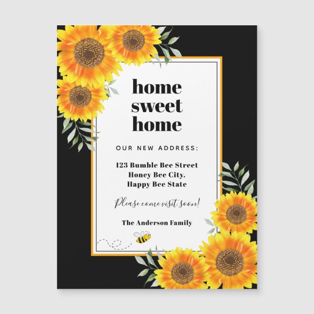 Sunflowers home sweet home black modern (Front)