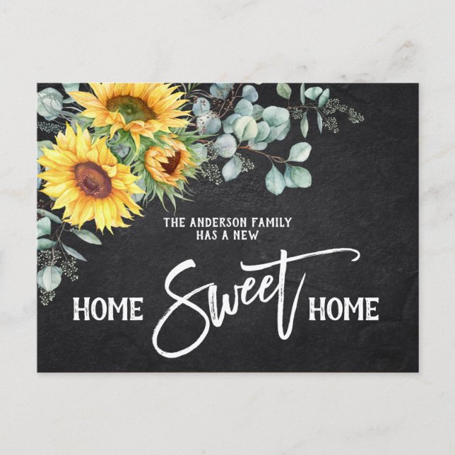 Sunflowers Home Sweet Home Moving Announcement Postcard (Front)