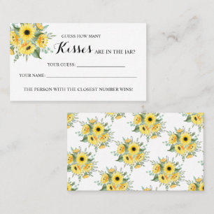 Sunflowers How Many Kisses Bridal Shower game card