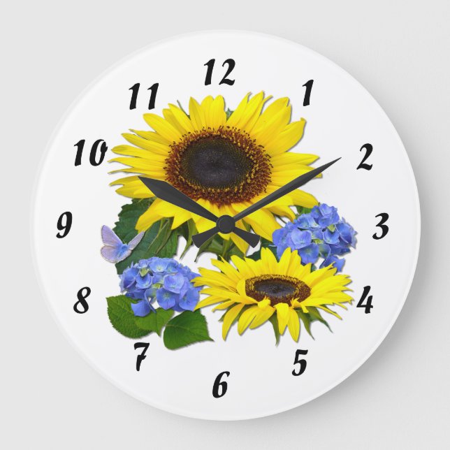 Sunflowers  & Hydrangeas ~ Clock (Front)
