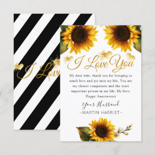 Sunflowers I Love You Anniversary Card For Wife