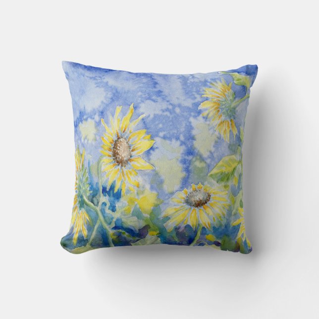 "Sunflowers II" Throw Pillow (Front)