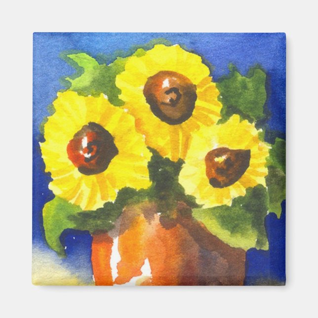 Sunflowers in a Clay Pot Magnet (Front)