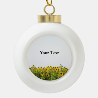 Sunflowers in a Field Ceramic Ball Christmas Ornament
