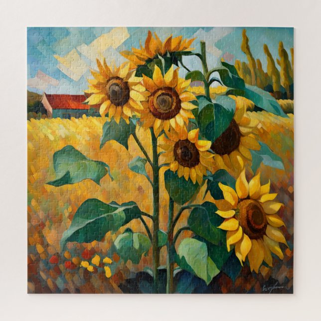 Sunflowers in a Field Jigsaw Puzzle (Vertical)