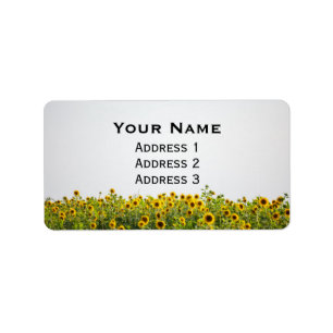 Sunflowers in a Field Label