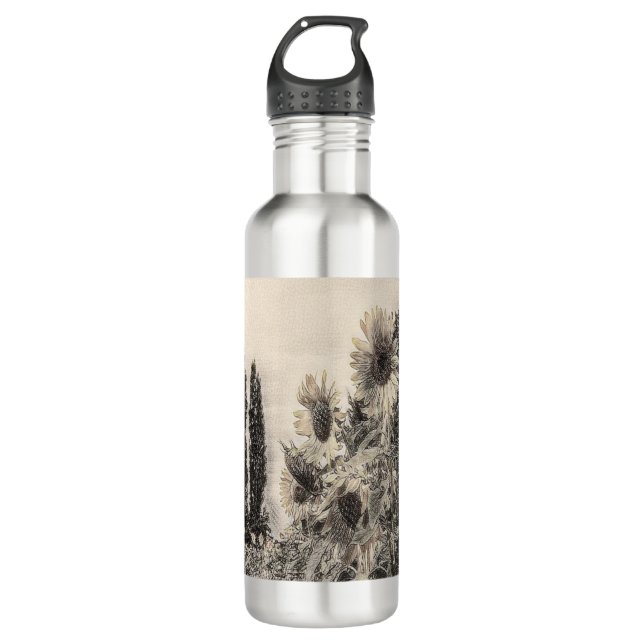 Sunflowers in a forest 710 ml water bottle (Front)