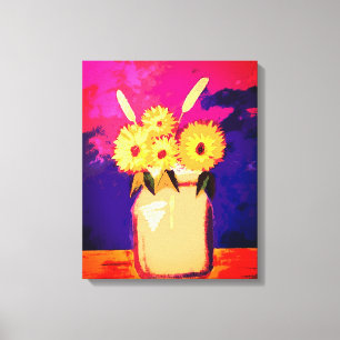 Sunflowers in a jar canvas print