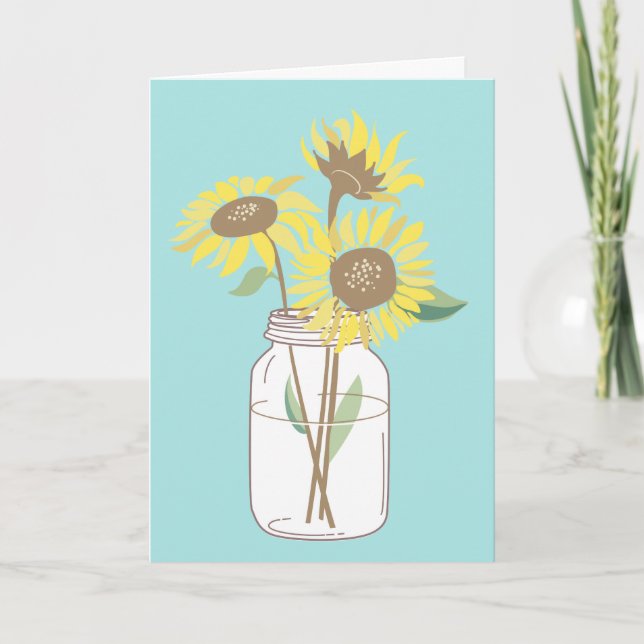 Sunflowers in a mason jar card (Front)