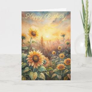 Sunflowers in a Meadow Birthday Card