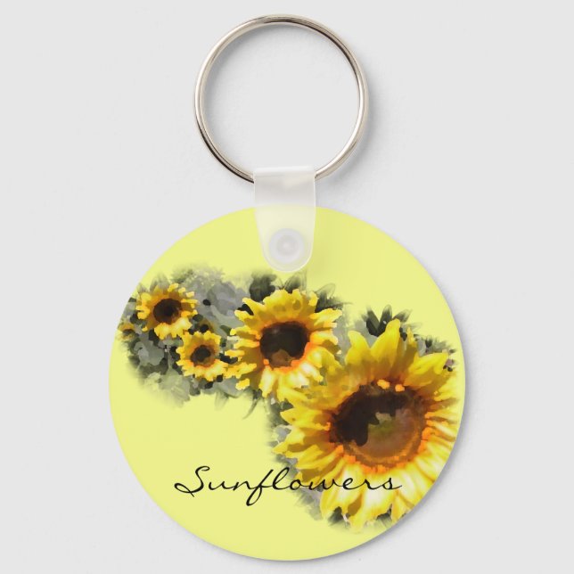 Sunflowers in a Row Key Ring (Front)
