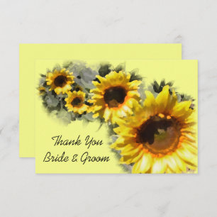 Sunflowers in a Row Wedding Flat Thank You Note Invitation