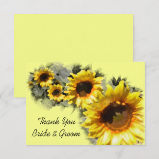 Sunflowers in a Row Wedding Flat Thank You Note Invitation