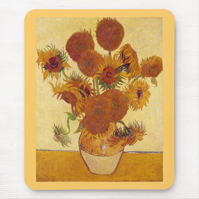 Sunflowers in a Vase (F454) Van Gogh Fine Art Mouse Mat (Front)