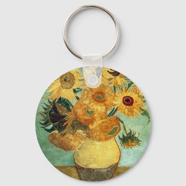 Sunflowers in a Vase (F455) Van Gogh Fine Art Key Ring (Front)