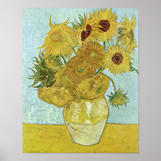 Sunflowers in a Vase (F456) Van Gogh Fine Art Poster (Front)