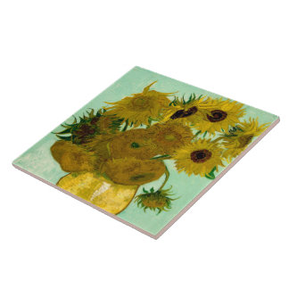 Sunflowers in a Vase (F456) Van Gogh Fine Art Tile