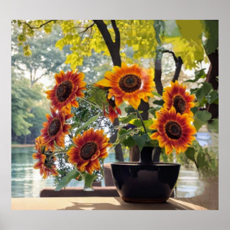 Sunflowers in a vase poster