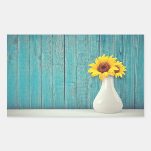 Sunflowers in a vase     rectangular sticker