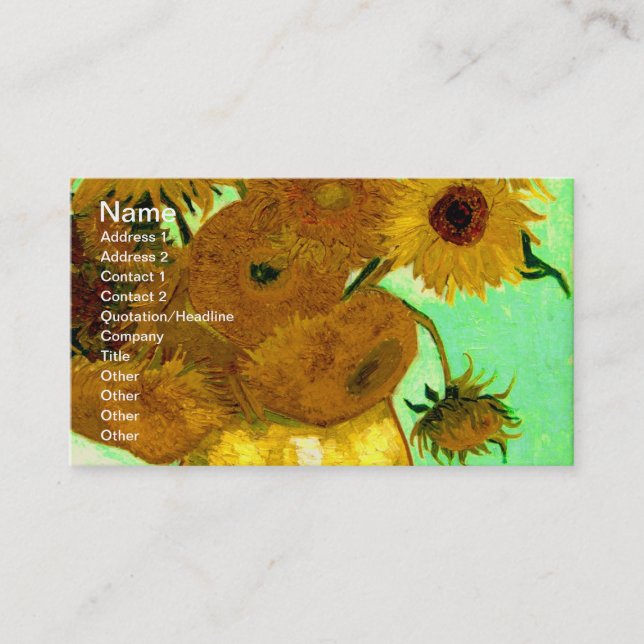 Sunflowers in a Vase Van Gogh Fine Art Business Card (Front)