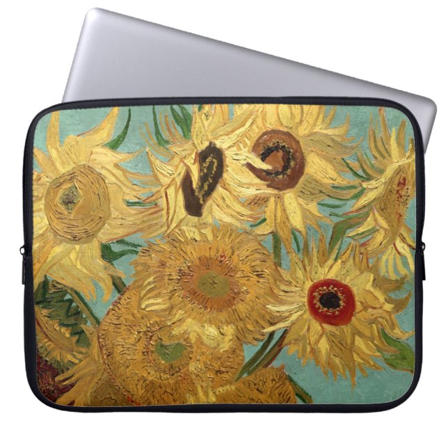 Sunflowers in a Vase Van Gogh Fine Art Laptop Sleeve (Front)