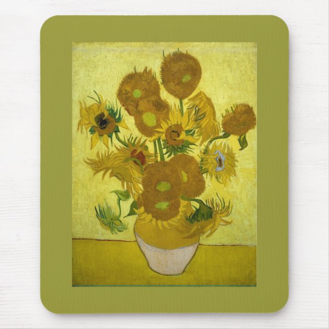 Sunflowers in a Vase Van Gogh Fine Art Mouse Mat (Front)