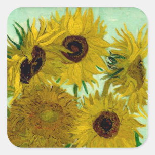 Sunflowers in a Vase Van Gogh Fine Art Square Sticker