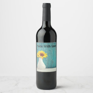 Sunflowers in a vase wine label