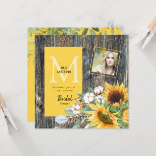 Sunflowers in Bloom Rustic Photo Bridal Shower Invitation