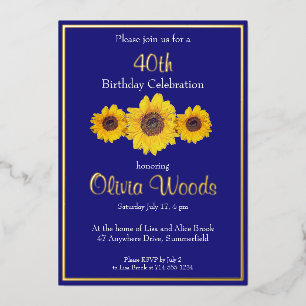 Sunflowers in blue - 40th birthday