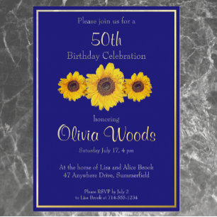 Sunflowers in  blue -  50th birthday
